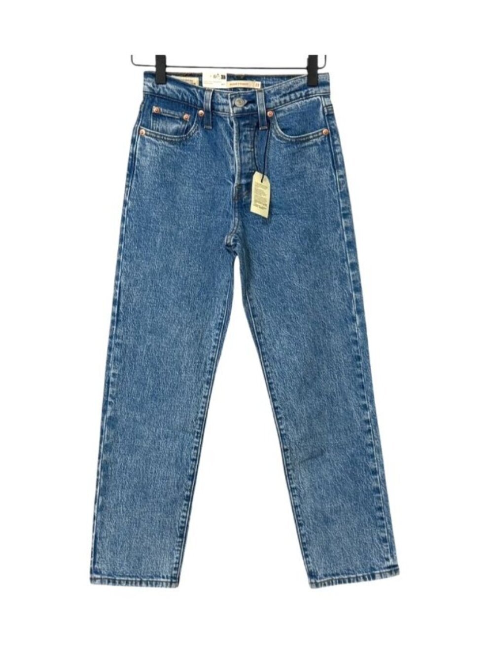Levi's Womens NWT Wedgie Straight Fit Jeans Button Fly Blue Cropped Size 23x25